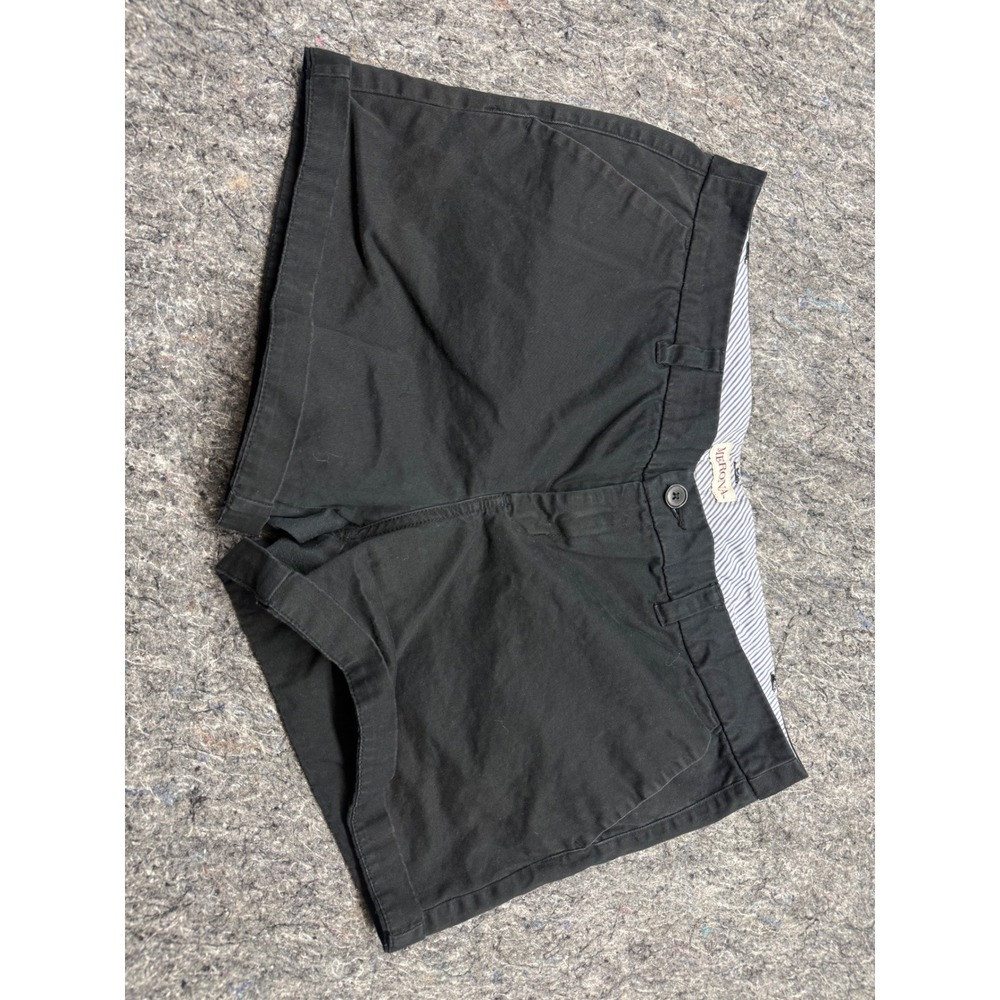 Merona Womens Black Chino Shorts Size 14 Cotton Cuffed Flat Front Casual